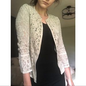 ECRU Leather Eyelet Blazer